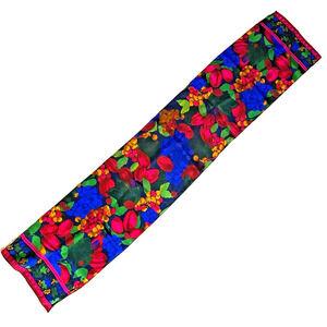 Vintage Liz Claiborne Silk Scarf Colorful Gem Tones Floral Rectangle 1980's Chic